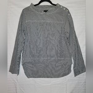 J. Crew Women's Size 8 Striped Funnelneck Pop-over Top, Shoulder Botton Design